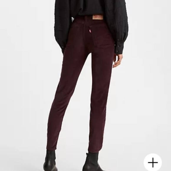 Levi’s Wedgie Skinny Plush Burgundy Corduroy Jeans Size 32 High Rise - Picture 3 of 8